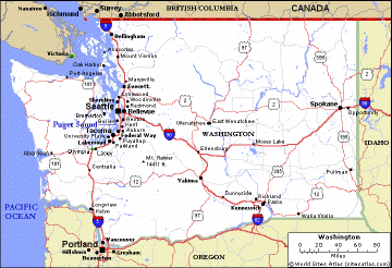 Washington State 3D Map with County Overlays