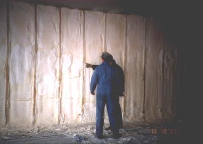 Owlcroft House: the in-wall foam insulation.