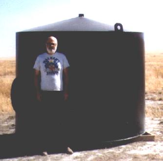 The water-storage tank on arrival, before installation.