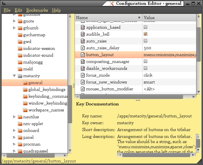 Configuration Editor window